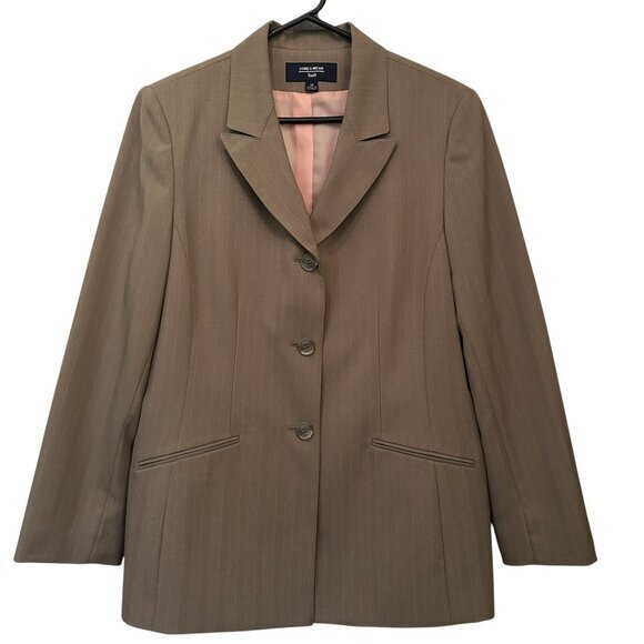 NWT Jones Wear tan pinstripe lined blazer sz 14 - Picture 1 of 12
